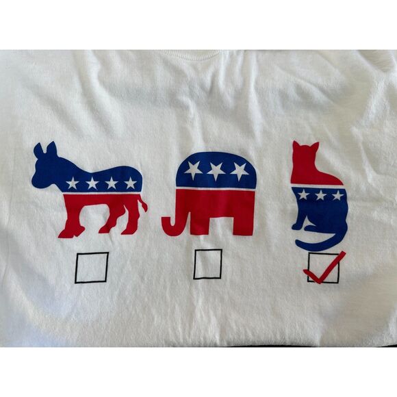 Funny Political Election Donkey, Elephant, and Cat Graphic T-Shirt Adult size L - Picture 3 of 4